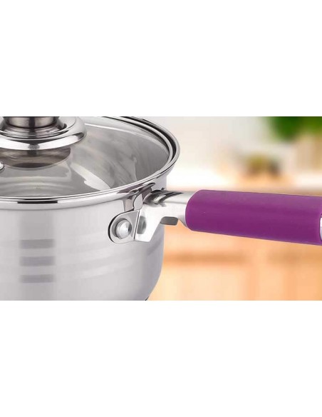 Juego de Ollas, Batería de cocina de acero inoxidable, 8 piezas, Tapas de Vidrio Templado con Seguridad