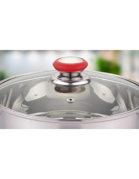 Juego de Ollas, Batería de cocina de acero inoxidable, 8 piezas, Tapas de Vidrio Templado con Seguridad