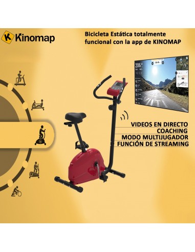 Bicicleta estática - 8 intensidades diferentes - Conexión app Kinomap - Chasis Reforzado Soporta hasta 150kgs