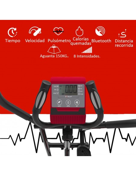 Bicicleta elíptica - 8 intensidades diferentes - Conexión app Kinomap - Chasis Reforzado Soporta hasta 150kgs