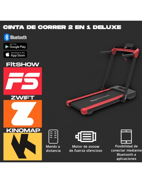 Cinta de Correr Trotar Andar electrica plegable 2 en 1 - Motor 2000W - Mando - Conexión App Kinomap