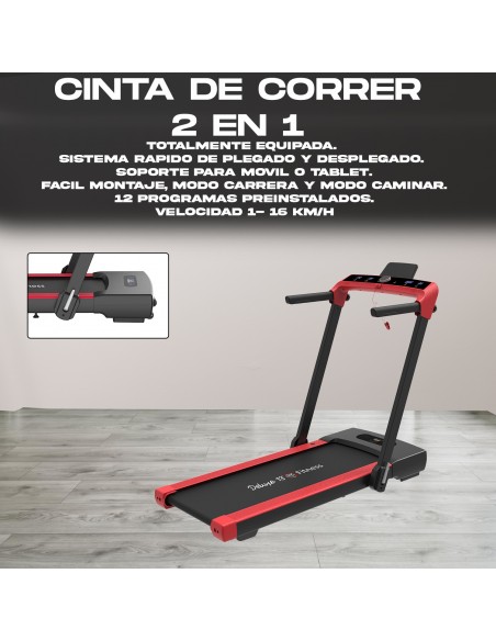Cinta de Correr Trotar Andar electrica plegable 2 en 1 - Motor 2000W - Mando - Conexión App Kinomap