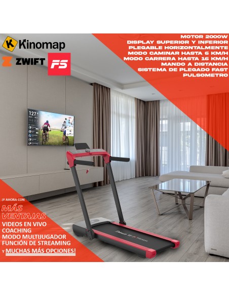 Cinta de Correr Trotar Andar electrica plegable 2 en 1 - Motor 2000W - Mando - Conexión App Kinomap