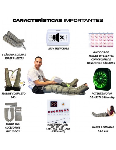 Máquina de masajes Presoterapia PRO+ 6 Cámaras...