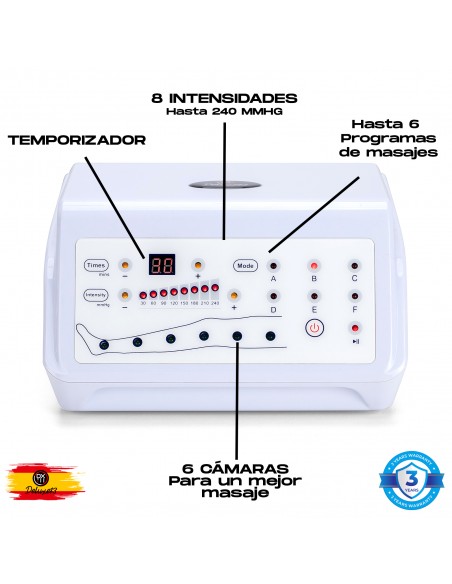 Máquina de masajes Presoterapia PRO+ 6 Cámaras – Cuidado personal, deportiva