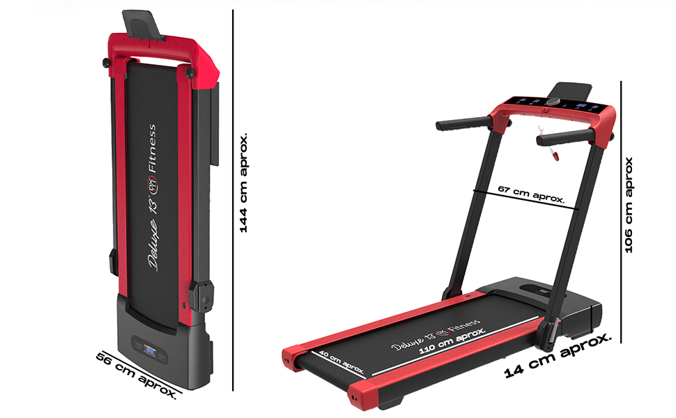 medidas de la cinta de correr andar o trotar deluxe13 con motor electrico 2000w 2 en 1